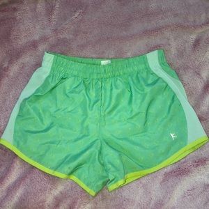Green with yellow detailing athletic shorts